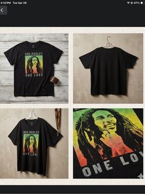 Bob Marley One Love Graphic Tee, /Zion Rootswear Official License XL -BLACKA++